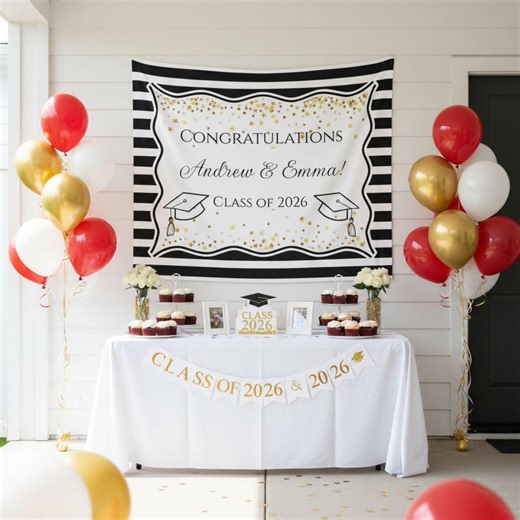 Twins Personalized Graduation Party Tapestry, Custom Banner for Graduation, Class of 2026 Backdrop, 4 Sizes - Etsy