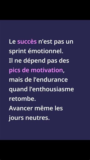 @la_femme_en_3_dimensions on Instagram: "Le succès n’est pas un sprint émotionnel. Il ne dépend pas des pics de motivation, mais de l’endurance quand l’enthousiasme retombe. Avancer même les jours neutres. Tenir même sans excitation. C’est cette constance silencieuse qui construit les vraies réussites. #Endurance #Mindset"