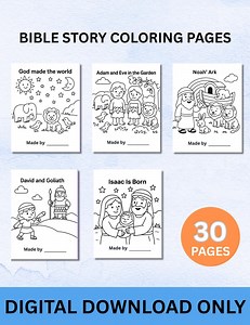 30 Kids Bible Story Coloring Pages, Kid's Bible Coloring Pages, Christian Coloring Pages, Sunday School Coloring Pages - Etsy