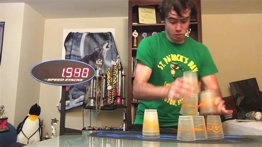 Freestyle Cup Stacking 3.77 Seconds! #talent #skill #fast #famous