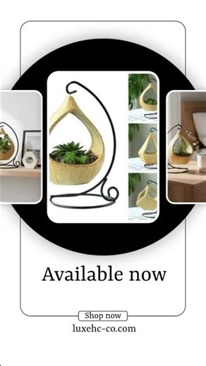 Best-seller: Geometric Ceramic Succulent Planter with Iron Stand | Hanging Basket
