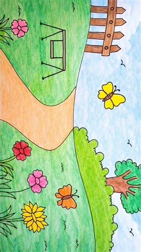 Garden Scenery Drawing #drawing #bestscenery #painting #drawingideas #scenery