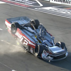 Wild. Jeb Burton was OK after sliding upside down in this bizarre crash at Pocono Raceway. | NASCAR on USA