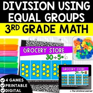 Division Equal Groups 3rd Grade Math Task Cards Games Division Strategies Center