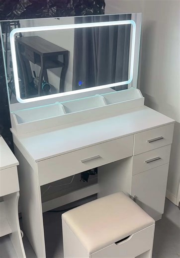 makeup Vanity desk with matching chair #vanity #makeupvanity #ledvanity #makeupdesk #fyp