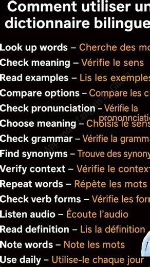 comment utiliser une dictionnaire bilingue. #englishpractice #learnfrench #bilíngue #dictionary