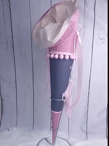 Schultüte mit Name | Pferdekopf | dunkelgrau/mauve Tupfen | Einschulung | personalisierte Zuckertüte | Schultüte aus Stoff | Kissen - Etsy.de