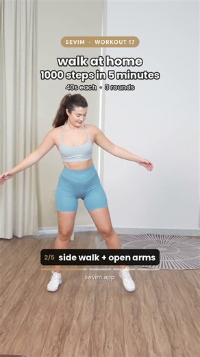 Walk at Home, 1000 Steps in 5 Minutes (Sevim Workout 17) #shorts