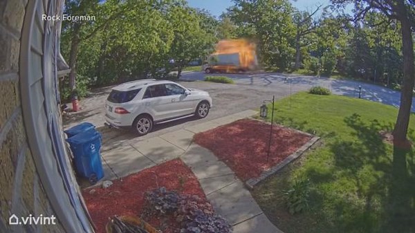 Home security video captures rental truck explosion