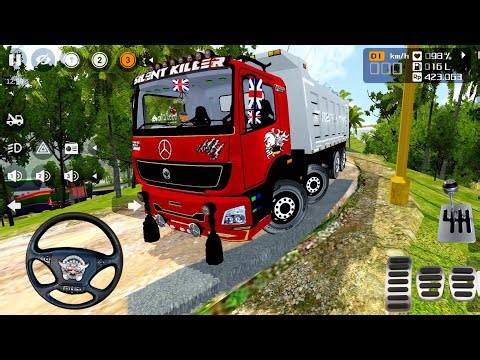Bharat Benz Red And White Colour Monster Truck Driving In Offroad | Bus Simulator Indonesia Mod