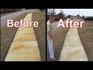 Pressure Wash - Remove Rust Stains from Concrete Sidewalk - Winter Weed Control Update