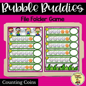 Counting Coins Math File Folder Game Bubble Buddies First Grade Learning Center