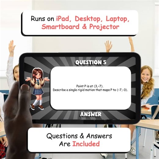 Intro Congruence via Rigid Motions POKER FACE Math Game - No Prep Geometry