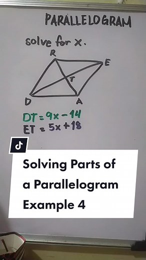 Solving Parts of a Parallelogram #MathwithTeacherJustin #Math #teachtok #tiktoku #edutokph #tiktokeducation #tiktokuph🇵🇭