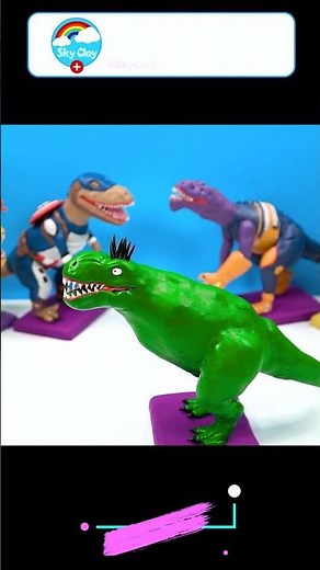 Making Dinosaur Superheroes Hulk, Thanos with Polymer Clay #Short