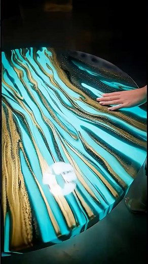 Mesmerizing Fluorescent Epoxy Round Table Installation ✨ #shorts #epoxy #table #viral