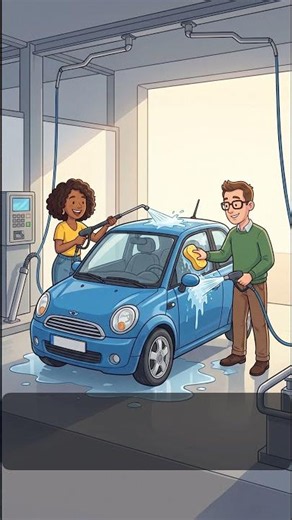 Learn English with Anna and Ben - Lesson 51 - At the Car Wash #shorts