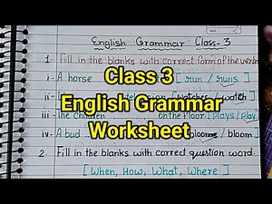 Class 3 English Grammar Worksheet || English Grammar Worksheets For Class 3