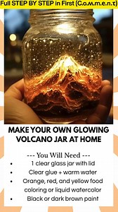 Make Your Own Glowing Volcano Jar at Home Looking for a science-meets-art project that kids will love? This DIY Baking Soda Volcano Jar is glowing, sparkling, and dramatic. With just a jar, paint, glue, and glitter, you can create a dazzling volcano scene that lights up like flowing magma. | Kira Recipes