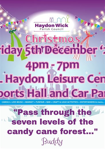 利‍♂️ THE FOUR MAIN ELF FOOD GROUPS 利‍♂️ 6 DAYS until the most ELF-tastic carnival ever! Journey through our enchanted CANDY CANE FOREST to discover:  Indoor Market with festive treats  Live Music to get you in the spirit 隣 LEGO Fest Activity Zone for little builders It's going to be AMAZING!  Friday 5th December | From 4pm  Haydon Leisure Centre & Gym, SN25 1QQ #ElfTheme #ChristmasCarnival #FamilyFun #6DaysToGo | Haydon Wick Council | Facebook