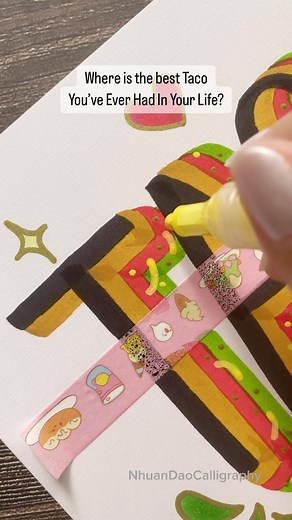 Celebrates Taco Tuesday With Everybody . . Material: I’m using Karin brush pen, Camlin brush pens, Acrylic pens, Copic pens, Koehler paper . . 🌟 And if you’re interested in learning calligraphy, I highly recommend The 21-Day Brush Lettering Workbook - A Simple, Step-By-Step Guide For Beginners With Techniques, Practice Pages, & Projects. You can find the link in my bio or visit https://bit.ly/3AVEwfw . . . #HandmadeCards #NhuanDaoCalligraphy #Calligraphy #letrabonita #apuntesbonitos #caligrafia