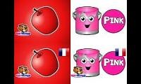 Mix of 4 videos from youtube : The Apple Is Red English/French Vs The Paint Is Pink English/French
