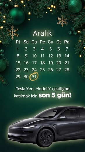 Tesla Model Y Çekilişi İçin SON 5 GÜN!  Siz de Tesla Yeni Model Y'den birini kazanmak için çekilişine katılarak bu heyecana ortak olun.  Son Gün: 31 Aralık! | 41 Burda AVM | Facebook