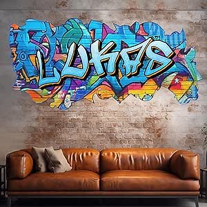 vz79 Graffiti Wall Sticker Custom Name Childrens Wall Art Stickers Kids Name Sticker for Kids Personalized Wall Decal Name Wall Sticker Bedroom Boys