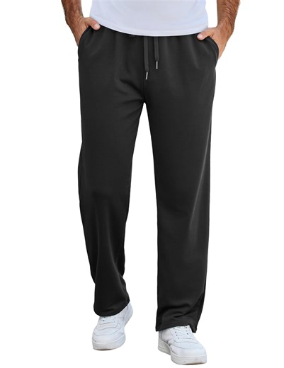 COOFANDY Men's Cotton Sweatpants Open Bottom Lounge Pants Lightweight Casual Pants with Pockets