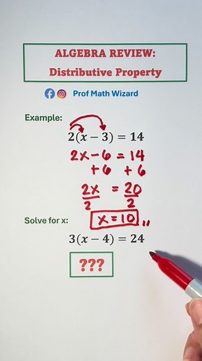 Algebra Review📚 Distributed Property #math | Prof Math Wizard