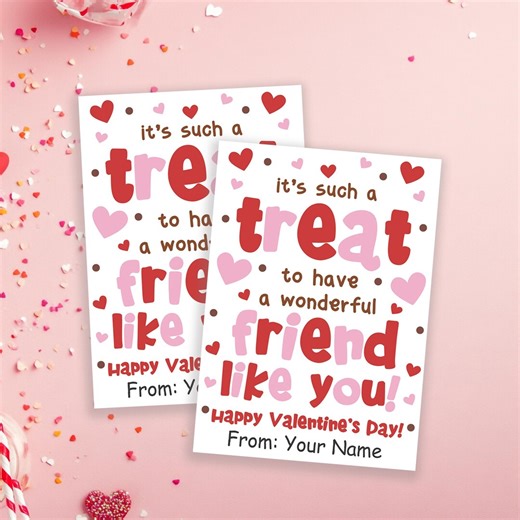 Valentine Friend Gift Tags Printable, Happy Valentine's Day Treat Tags, Classroom Party Favors - Etsy