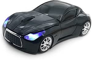 Wireless Car Mouse for Computer, with USB Reciver, 3D, 1600DPI, Cool and Cute, for Laptop PC Computer Mac, for Both Boys, Girls, Kids and Adult, Black