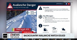 National Weather Service-Reno puts out avalanche watch warning for Tahoe