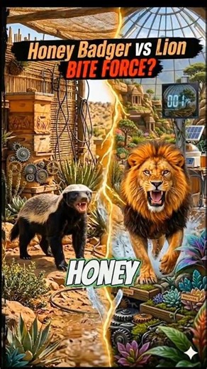 Honey Badger vs Lion Bite Force #thestrongbite