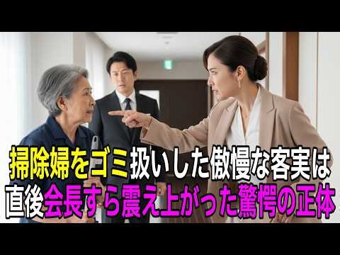 【感動する話】老舗旅館の清掃員を「ゴミ」と罵倒した傲慢な客→10分後に現れた会長の“一言”に一同驚愕。清掃員の驚きの正体とは…【朗読】