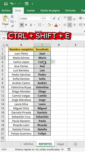 Excel completa datos automáticamente 🤯 (truco que parece magia) #excel #shorts #virales #exceltips
