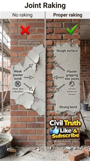 Why Joint Raking is Important? 😳 #civilengineering #construction #shorts #education #yt #ai #bricks