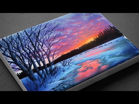 Painting a Snow Covered Winter Scene with Acrylics - Paint with Ryan