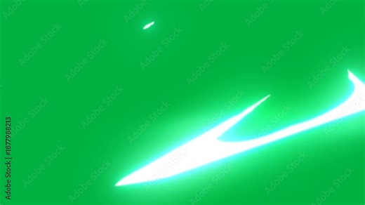 Flashy Sword Swing Visual Effects Animation on Green Screen with Energy Light Trails for Action Scenes, Fantasy Combat, and Cinematic Video Compositing