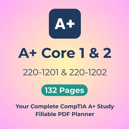 ADHD Study Planner Bundle Core 1 Core 2 Comptia A  Adhd Friendly Exam Prep Fillable PDF Digital Planner IT Certification Study Guide - Etsy