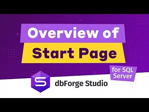Start Page in dbForge Studio for SQL Server