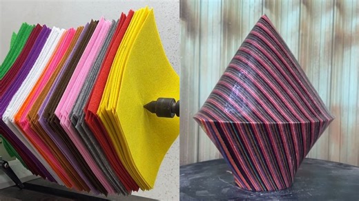 Unusual Artistic Piece Crafted from Felt Fabric Sheets