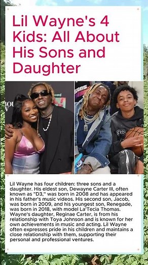 Lil Wayne's Family: Meet His 4 Kids! #LilWayne #Family #shorts