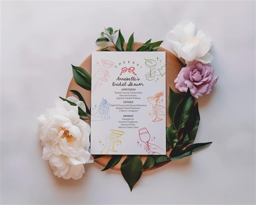 Colorful Cocktail Party Menu Cards, Mid Century Modern Cocktail Menu, Retro Happy Hour Drink Menu, Printed and Shipped, WP1054