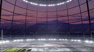 Virtual studio backdrop with spotlights. Seamless loop animation, ideal as a background on tv shows commercials or events. Suitable on VR tracking system sets, with green screen