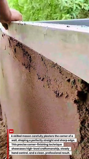 Pro Mason Perfectly Shapes Clean, Sharp Corner Plaster on a Wall