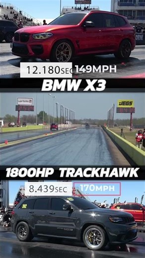 1800HP Trackhawk vs BMW X3… This SUV Is a Monster #trackhawk #bmwx3
