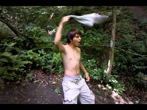 Bronson doing a tarzan yell in the crowded woods