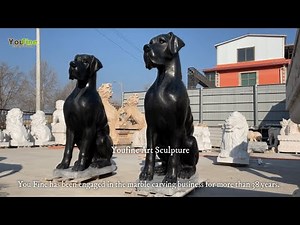 Hand Carved Marble Great Dane Statue from YouFine Sculpture Factory