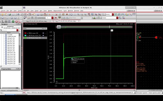 自学模拟IC设计-两级全差分折叠运放设计(5)-共模反馈环路EA和输出共模电压Vocm的仿真调试